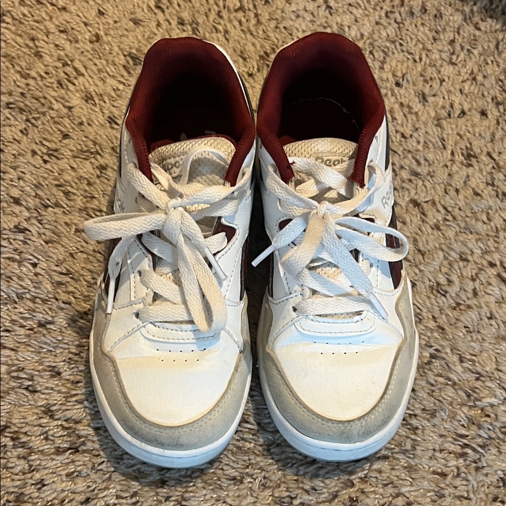 Reebok Kids White and Maroon Lace-Up Sneakers